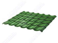 Металлочерепица МЧ2 Монтеррей Ретро 0,5 ПЭ RAL6002 зеленый лист